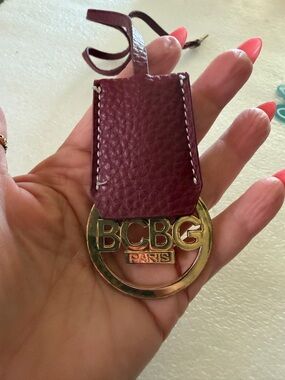 BCBG Paris Burgundy Leather Bag Charm strap / Keyring